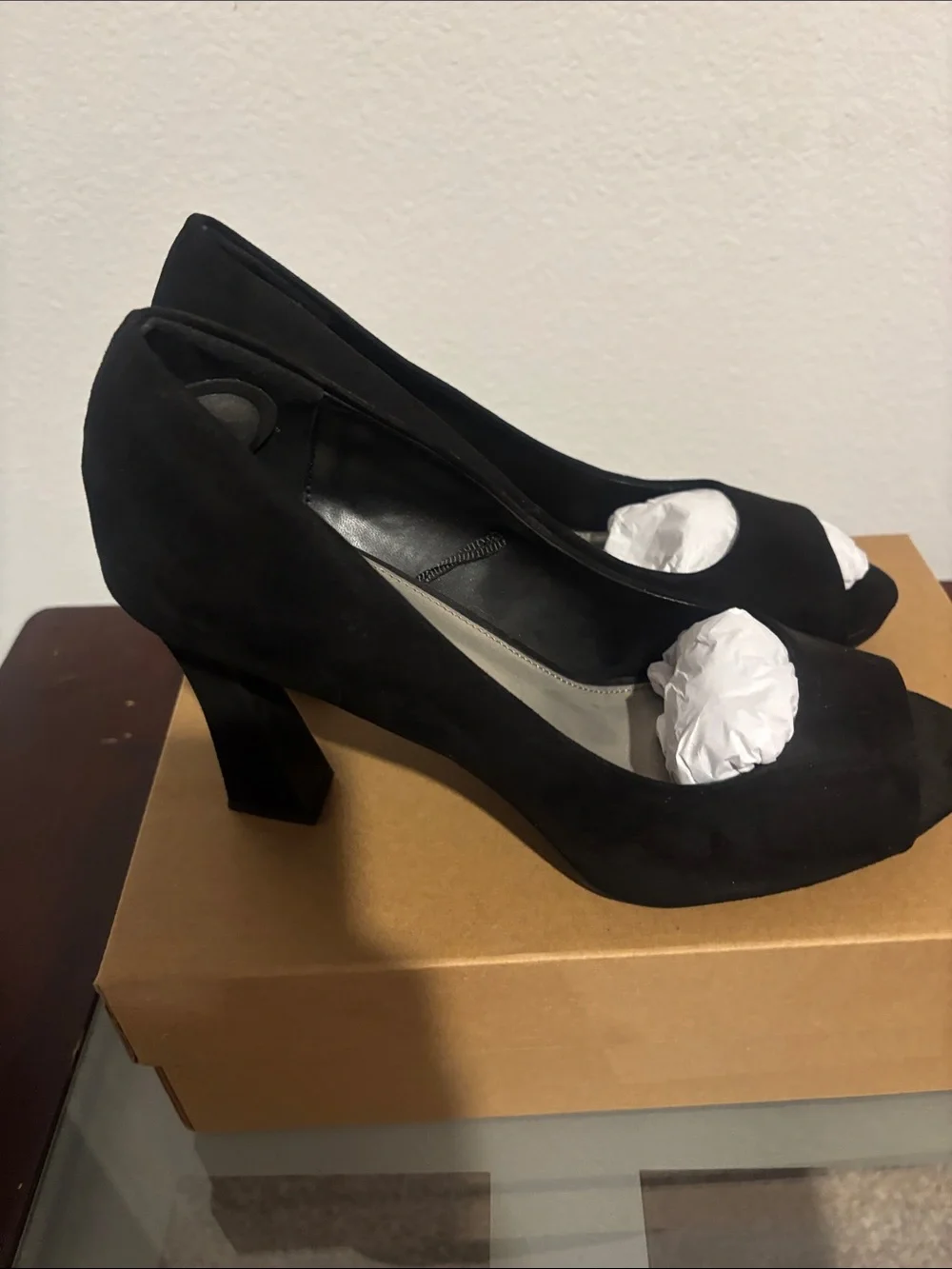 Worthington Black Peep-Toe Heels